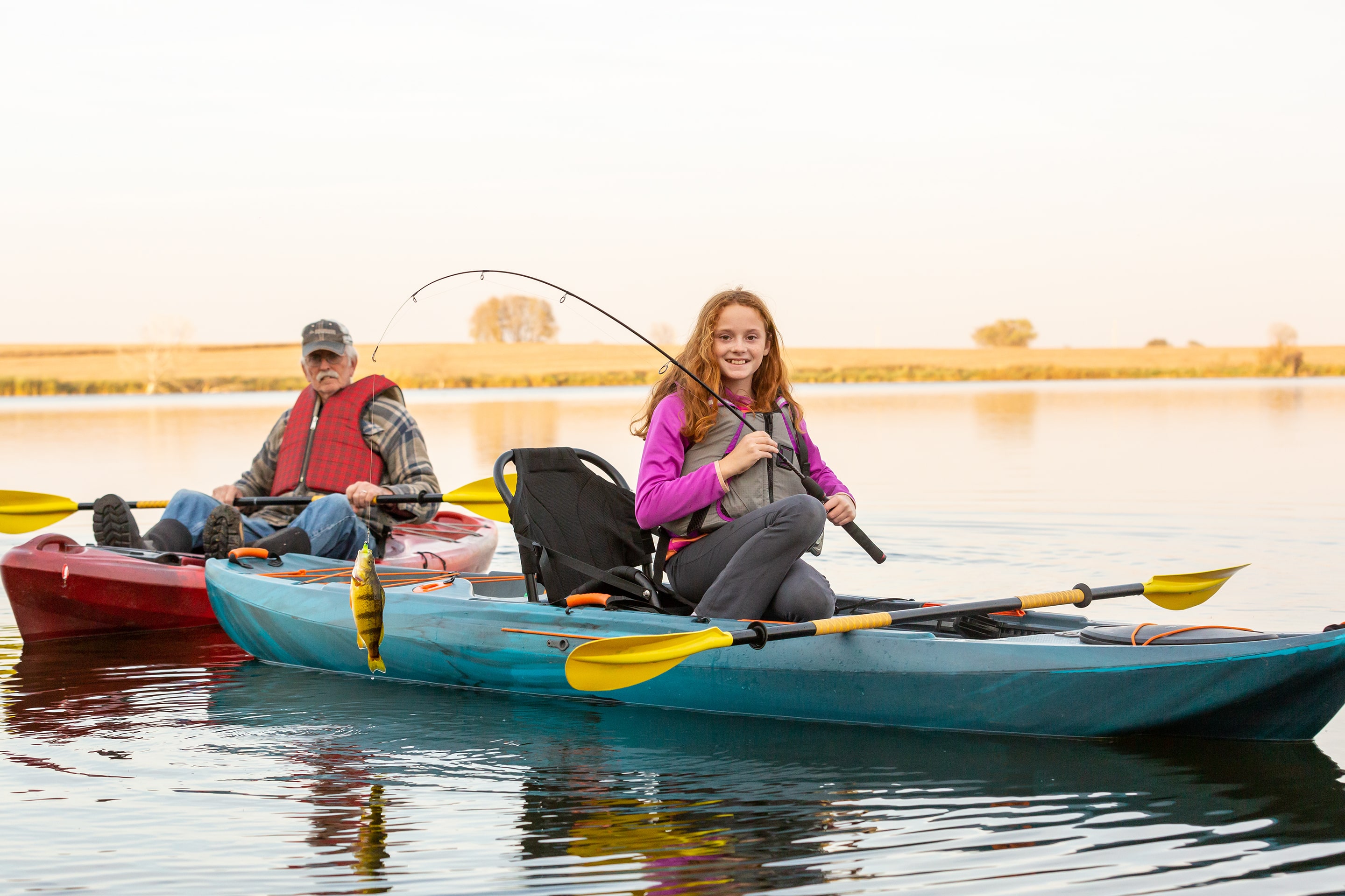 kayaking and fishing